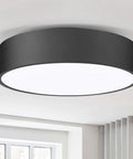 Two Light Flush Mount Ceiling Light With Slick Matte Black Frame And White Acrylic Shade, 11.8 Inch Close To Ceiling Fixture