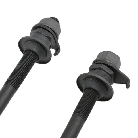 Heavy Duty 2 Pack Bike Hub Axle Set With 150 Mm Front And 180 Mm Rear Shafts For Multi Speed Bikes showing threaded axle ends in electroplated steel finish.