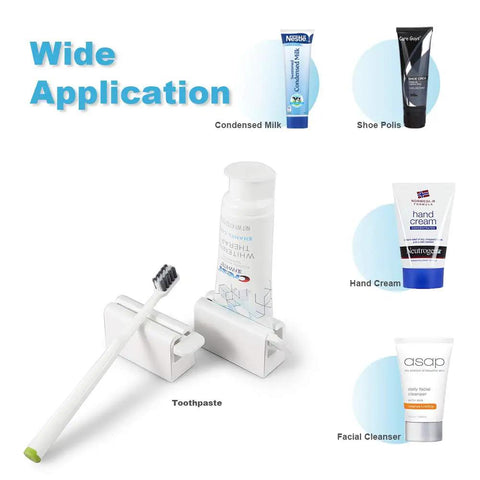 Two Pack Minimalist Toothpaste Tube Squeezers Roller Tool For Easy Mess Free Squeezing Eco Friendly White Dispenser Durable ABS Plastic No More Wasted Paste Simple Kitchen Counter Must Have with various tube products.