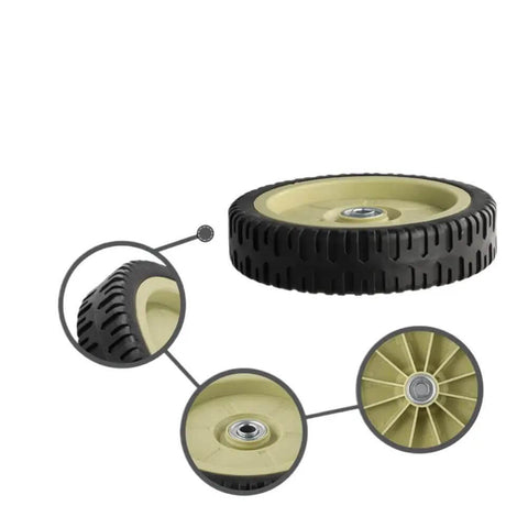 Rubber Wheel 19.5 Cm Diameter For Hand Push Front And Rear Wheels Replacement, Tough As Nails Roller Wheel for carts, close-up tread detail