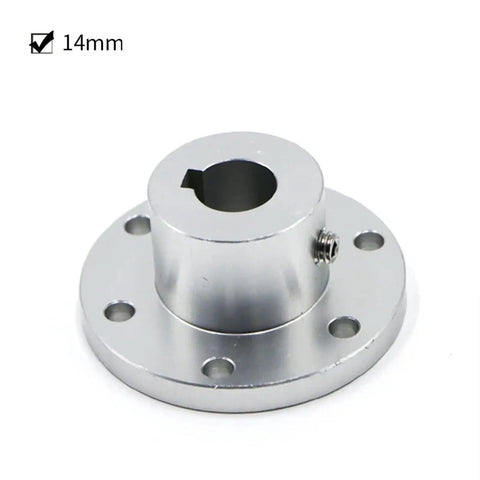 Heavy Duty Flange Coupling With Precision Keyway Shaft Joint For Power Transmission, 14mm bore, steel construction for smooth power transfer.