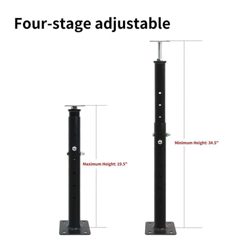 Adjustable Floor Jacks 19 To 35 Inches For Leveling Beams Decks Crawl Spaces And Basements Heavy Duty Steel Support Posts 4 Pack shown in stages