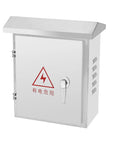 Front view of Stainless Steel Weatherproof Wall Mounted Electrical Enclosure Box With Durable Cover and locking handle.