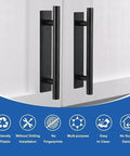 Six Pack Plastic Adhesive Cabinet Handles Self Stick Drawer Pulls No Drill Damage Free Installation for cabinets, black 5.9 inch