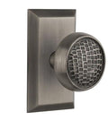 Studio Plate With Craftsman Knob Privacy Lock Set For One Door, 2.75 Inch Backset, Antique Pewter Finish, solid brass, lead crystal