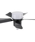 Fafeicy Ceiling Fan Lamp with Light, Dimmable 3 Color Temperatures Quiet, close-up view of black blades and light fixture.