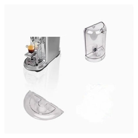 Water Tank Lid Replacement For Capsule Coffee Machines, showing tank cover next to espresso machine, durable plastic