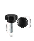 Kickass Grip M6 Metric Male Thread Knurled Clamping Knobs In Matte Black, 15mm stem, 20mm rim, suited for CNC applications.