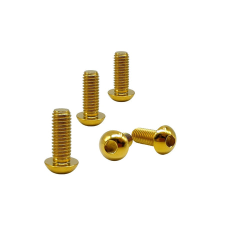 Gold titanium GR5 button-head hex socket cap screws, M4x10mm ISO7380, pack of 5