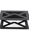 Top view of black metal mail holder, Storage Letters Sorter With Cutout Envelope Design For Home Office Desk Organization, Metal Mail Holder Organizer For Letters, Invoices, Cards And Other Loose Documents, Your Desk Sidekick For Schools And Reception Areas