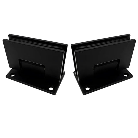 Dope Matte Black Shower Door Hinges Set, 2 Pack, 90 Degree Wall To Glass Replacement Hardware with mounting holes, side view