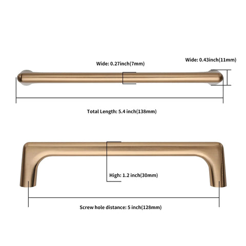Dimensions of Champagne Bronze Cabinet Pulls 5 Inch 128mm 10 Pack Cupboard Handles For Kitchen Cabinets And Drawers Durable Cabinet Hardware