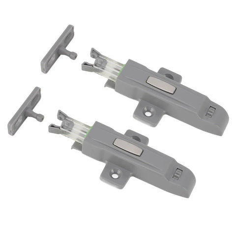 Gray Cabinet Door Push Latch With Self Locking Mechanism Durable ABS For Cupboards Wardrobes And Bookcases Easy Install With Collision Cushioning