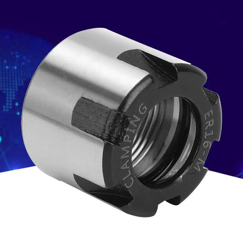 Durable Steel CNC Collet Nuts For Woodworking Machines That Fit ER11M ER16M ER20M showing ER16M model with threaded interior.