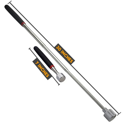 30-Inch Telescoping Magnetic Pick-Up Tool For Mechanics And Home Projects, Extendable Magnetic Wand Grabber, Stainless Steel Black Handle, Heavy-Duty Magnetic Retriever For Nuts Bolts Screws And Metal Debris