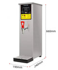 Heavy Duty Commercial Water Heater Boils In Five Minutes With Nonstop Flow Using Smart Step Heating Tech features sleek stainless steel, 40L capacity.