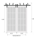 Diagram of Frosted Glass Sliding Barn Closet Doors With Hardware, Modern Wood Look, 36 Inch By 96 Inch, showing dimensions.