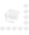 Clear Square Drawer Organizer Set 10-Pack Stackable Modular Bins for kitchen utensils, makeup, and office supplies, non-slip base.