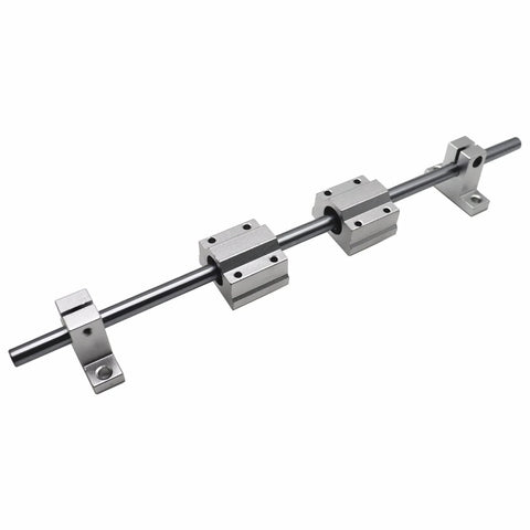 4 pcs SCS8UU 8mm linear motion bearing bushings on steel rod with aluminum mounting blocks