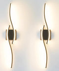Modern Hardwired LED Wall Sconce Set Of Two With Remote Control, RC Dimmable Black Indoor Wall Lights, 27.5 Inch, 3CCT Tunable