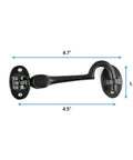 Super Sturdy Hefty Swivel Cabinet Latch Lock Made From Dense Wrought Iron With A Sleek Black Coating That Really Kicks Rust To The Curb While Upgrading Your Vintage Home Decor 4.5 Inch 4 Pack shown with dimensions 4.7 x 1.5 inches.