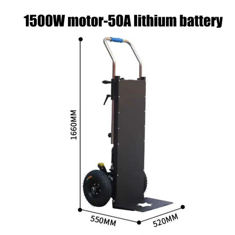 Super Cool Electric Stair Climber Cart That Folds Up For Easy Storage And Comes With A Removable Battery For Smooth Transport Of Patients Plus Stuff Around High Rises Without Breaking A Sweat, showing dimensions and design.