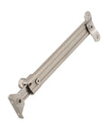 7 Stage Adjustable Window Opening Limiter Lock For Casement Windows, Stainless Steel Stopper With Rotary Safety Lock For PVC Aluminum And Steel Frames, Keeps Winds From Slamming, Kid Safe From 0 To 120 Degrees, Silver shown at side angle