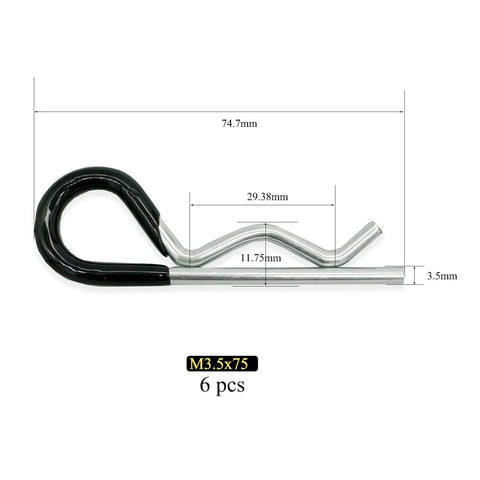 Heavy Duty Hitch Pins Clip R Clips Spring Retaining Pins Set Built Tough With Rubber Coated Grip, 3.5mm x 75mm, 6 pcs