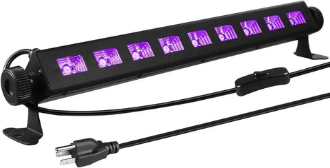 27W LED black light bar with durable metal and 120° beam. Part of Three Pack 27W LED Black Light Bar Set For Glow Parties And Body Paint UV Black Light Bar.