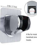 Removable Shower Head Holder With Adjustable Arm Strong Suction Cup Stick On Adhesive Chrome Finish ABS Plastic 2 Pack
