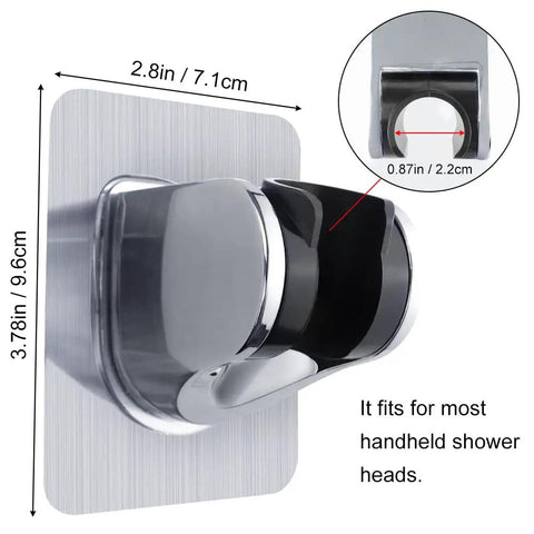 Removable Shower Head Holder With Adjustable Arm Strong Suction Cup Stick On Adhesive Chrome Finish ABS Plastic 2 Pack