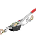 Come Along Winch 2 Ton Pulling Capacity With 12 Feet Steel Cable Dual Gear Beefy Built Ratchet Power Puller Tool With Two Hooks For Automotive Hoist And Vehicle Rescue, shown with two hooks