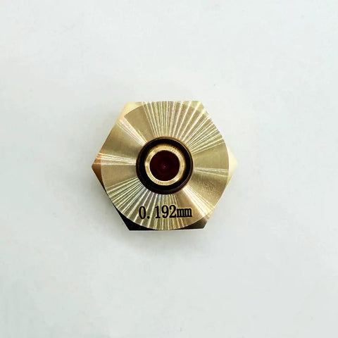 Ruby 0.192mm EDM Wire Guide Nozzle Tip For EDM Wire Cutting Machines, top view showing ruby core and design.