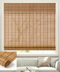 Natural Bamboo Roman Shades With Valance, Light Filtering Woven Bamboo Blinds For Windows, Roll Up Shade, Light Russet Finish, 21W x 64H