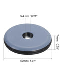 Heavy Duty PTFE Furniture Slide Glides Four Pack Two Inch Round Chair Leg Caps Screw On Floor Savers with dimensions 50mm and grey blue color.