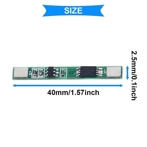 10 Pack 1S 3.7V Lithium Battery BMS Protection Board For 18650 Cells Overcharge Safety Management PCB, 40mm x 2.5mm size.