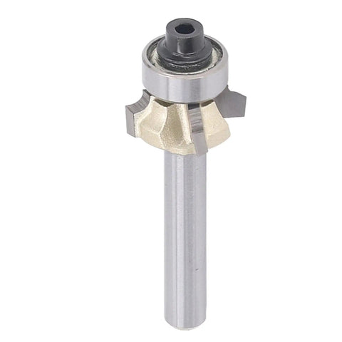Heavy Duty Jiawu 1/4 Inch Shank Corner Round Router Bit 4 Flute Carbide for woodworking, showing sharp cutting edge and shank.