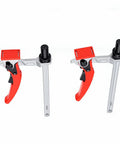 Heavy Duty Bench Dog Clamp Five Eighth Inch Hold Down Ratchet Clamp with jaws for woodworking, 2 pack, top view
