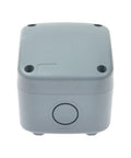 Front view of IP66 Weatherproof Electrical Junction Box Enclosure For Outdoor Electronics, Dustproof And Rugged Waterproof ABS Plastic, Gray, 3.3x2.8x2.3 Inch, Project Box, 100 Pack with cable entry