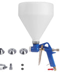 Pro Grade Drywall Texture Sprayer Gun With 1.5 Gallon Hopper And 3 Nozzles 4mm 6mm 8mm For Orange Peel Knockdown Finish Blue Body