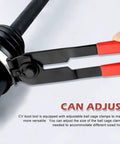 CV Boot Clamp Plier Kit With 10 Pcs CV Boot Clamps Universal Adjustable Clamp Tool in use with black hose, red grips
