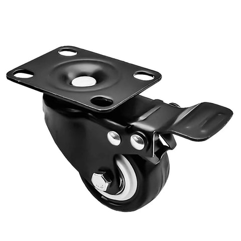 Swivel caster wheel, 1.5-in rubber, top-plate mount with bearing and total-lock brake (black)