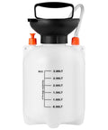 Heavy Duty Manual Transmission Fluid Transfer Pump Featuring Five Liter HDPE Tank with measurement markings for fluid levels.