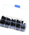 Black Nylon Hex Nut And Standoff Spacer Kit M3 Size, High Temp Resistant, Non Conductive Plastic Fasteners For Electronics, 300 Pieces, Insulation Ready, Easy Install For DIY Projects And Pro Builds in plastic organizer case