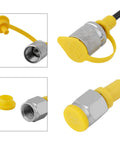 Close-up of Heavy Duty Hydraulic Pressure Test Hose with nylon lining and polyurethane jacket, M16x2 to 1/4 inch female fittings.