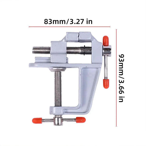 Reliable Mini Bench Vise With Quick Release Table Clamp And Drill Press Mount Holds Rock Solid For Jewelry Watch Fixing And Weekender Hobby Craft Projects Shop Staple, compact gray clamp, 83mm x 93mm.