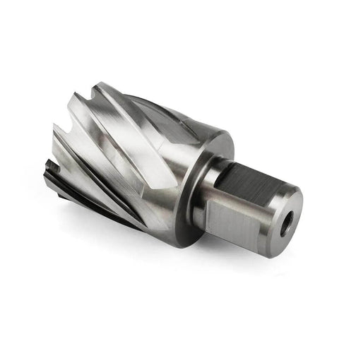 Oscarbide annular cutter with Weldon shank; 1-1/4" cutting diameter, 1" depth, silver metal drill bit