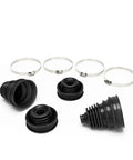 4 Pack Universal CV Joint Boot Kit With Silicone Telescopic Sleeves For Drive Shaft Dust Cover Replacement Includes 12 Stainless Steel Clips Black Easy Install For Any Car shown with silicone boots and metal clips