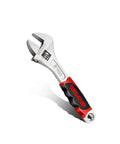 8 Inch Adjustable Wrench Pro Cr V Forged With Anti Slip Grip Crescent Style Hand Tool, red and black TPR handle, smooth worm gear