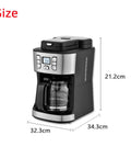 All In One Espresso And Coffee Grinder Machine, Semi Automatic Electric Brew System, Space Saving 2 In 1 Coffee Maker dimensions view.